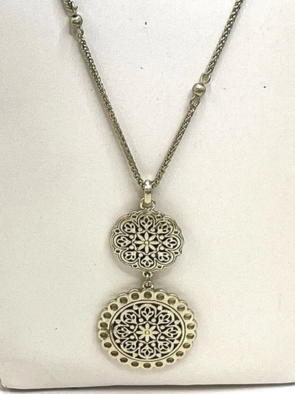 Lucky Band Vintage-Inspired Gold Tone Double Medallion Pendant Necklace - 1951 - Picture 2 of 4